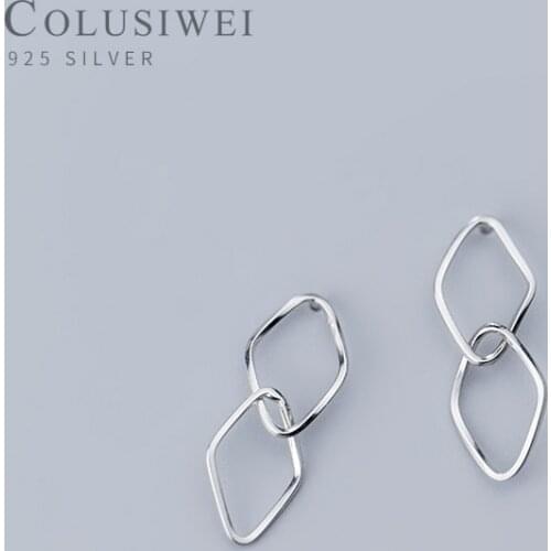 Colusiwei Genuine 925 Sterling Silver Twist Geometric Dangle Earrings for Women Rose Color Earrings Japanese Jewelry Girl Gifts