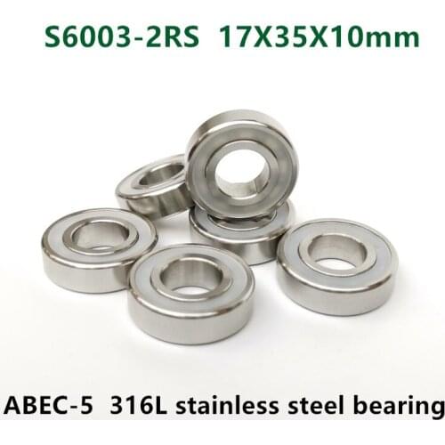 10pcs S6003-2RS stainless steel 316L deep groove ball bearing 17*35*10 mm waterproof anti-corrosion bearings 6003 -2RS 17x35x10
