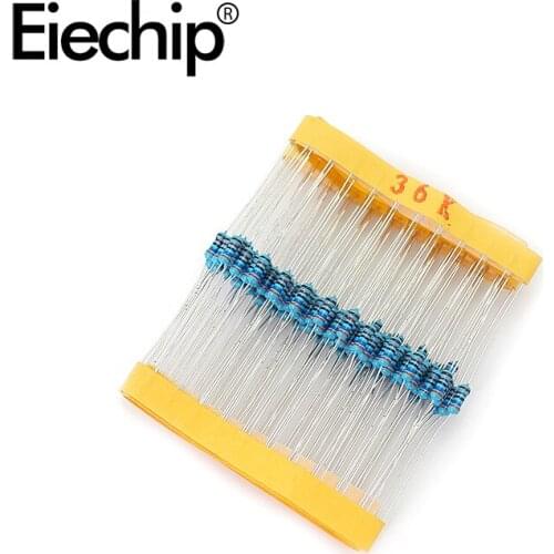 100pcs/lot 1/4W 1% Metal film resistor 0.25W resistance 36K ohm Throught Hole