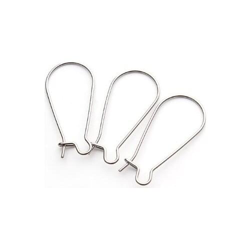 100pcs/lot 12*25mm Stainless Steel Plated Hoops Earrings Big Circle Ear Wire Hoops Wires For Jewelry Findings