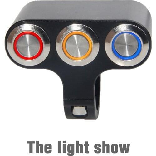 12v 3 LED buttons Cafe Racer Motorcycle Light Reset Switch Lock Switch