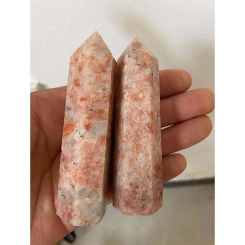 2pc Beautiful natural sunstone crystal tower natural crystal wand 70-80mm