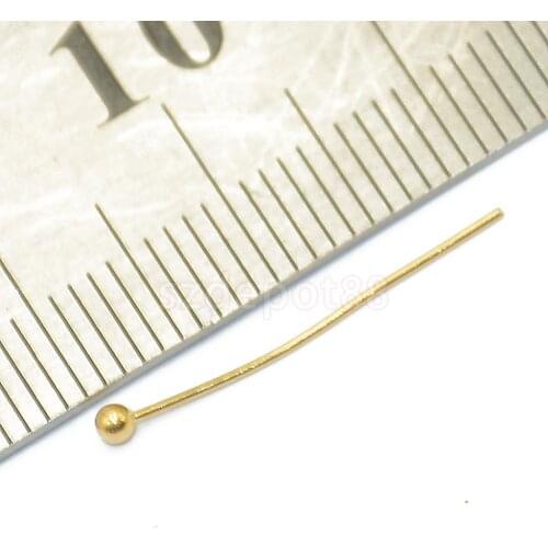200pcs 20mm 18K Light Gold PLATED Brass BALL PINS HEADPINS