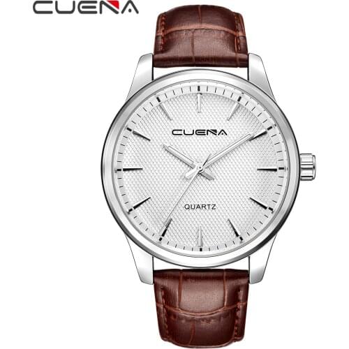 2021 CUENA Watch For Men Top Brand Luxury Business Waterproof Quartz Clock Brown Leather Sports WristWatch Relogio Masculino