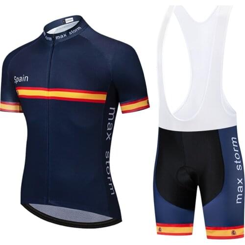 2020 Spain blue New Team Cycling Jersey Customized Road Mountain Race Top max storm maillot ciclismo