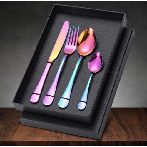 4Pcs Cutlery Set Stainless Steel Creative Portable Western Steak Knife Fork Spoon Gift Box Home Kitchen Tableware Accessories