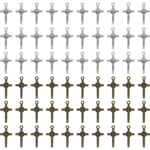 50pcs Little Antique bronze classic Christ cross Charms fit Pendant Bracelet Necklace DIY Handmade making Accessories 23*12mm