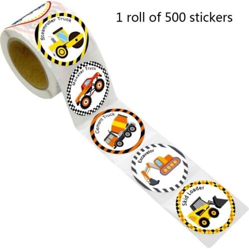 500Pcs/Roll Cartoon Truck Stickers Cute Car Sticker Gifts Toys Creative Adhesive Tape Colorful Children Stationery