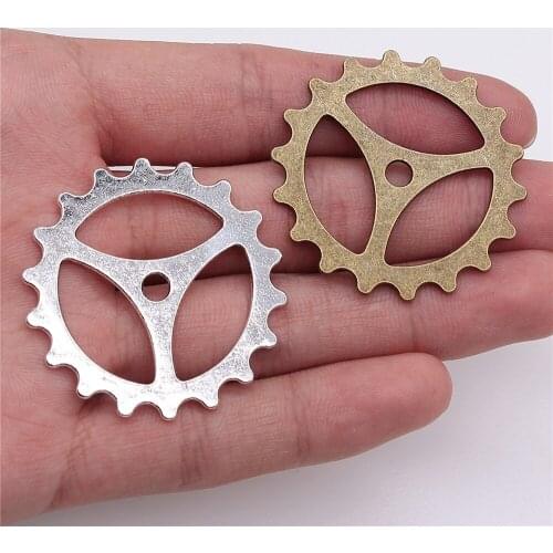 6pcs Gear Steampunk Charms Pendant DIY Jewelry Findings 2 Colors Antique Silver Color Antique Bronze Tone 40mm