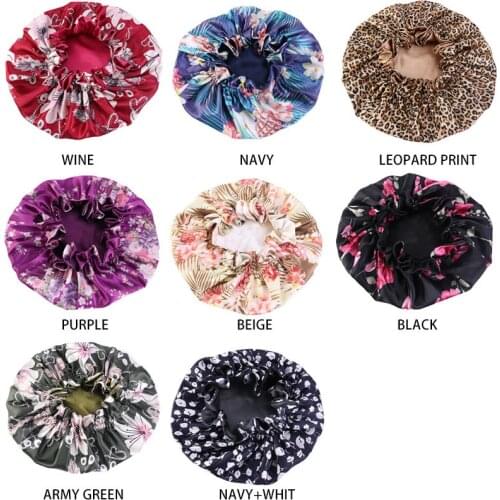 Large Satin Linned Bonnet Sleep Caps Double-sided Reversible Bonnet Hat Silky Night Sleep Cover Cap Ladies Hair Styling Tool