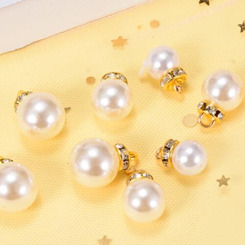 20Pcs 10-16MM Imitation Pearl Clear KC Gold Crown Pendant Charm Fit Bracelet Jewelry Spacer Loose Beads DIY Earrings Making