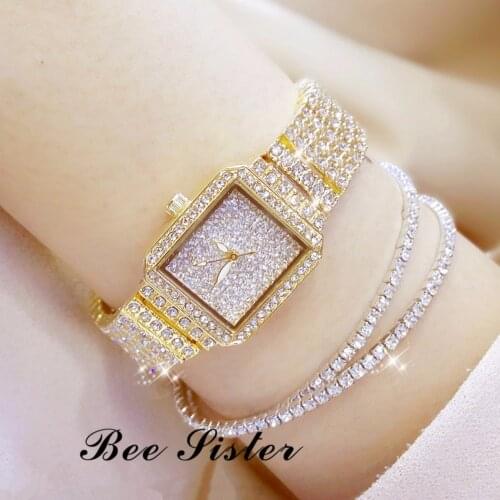 Women Watches 2018 Top Brand Luxury Fashion Square Women Watch Diamond lady wrist watch Dress Wristwatch Gold Women Watches 2019