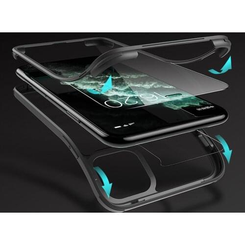 Full Protection Tempered Glass Phone Case For iPhone 12 11 Pro Max Xs X Xr 6 7 8 Plus Clear Cover