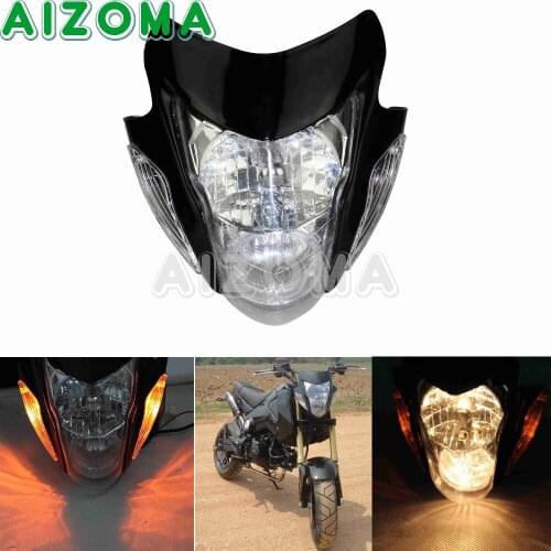 Black Dual Sport Motocross Headlight 12v Bulbs Headlamp Dirt Bike Naked Motorcycles Universal For Suzuki Yamaha XTZ WR TTR CBR