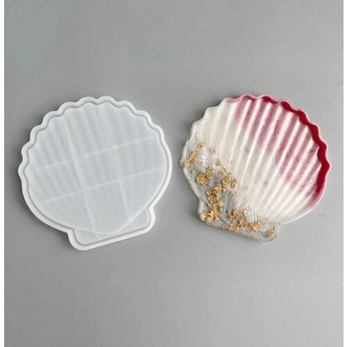 F3MD Shell Conch Tray Epoxy Resin Mold DIY Crafts Serving Board Plate Silicone Mould