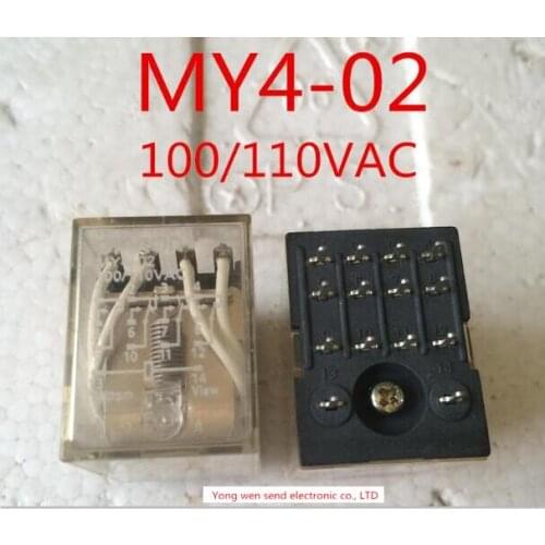 HOT NEW relay MY4-02 100/110VAC MY4-02-100/110VAC MY402 100VAC / 110VAC 2PCS/LOT