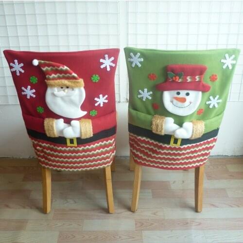 Hot Sale Soft Santa Claus Snowman Dining Chair Back Covers Caps Christmas Chair Cover for Home Decoration
