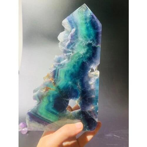 Natural color firefly column, crystal treatment Reiki home decoration stone crystal process