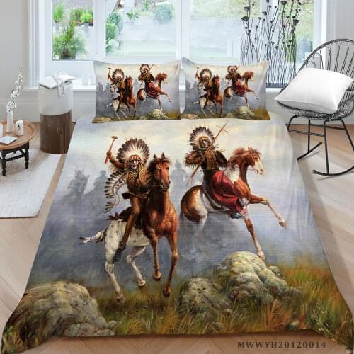 Tribal Style Bedding Set Indians Fashion Artistic Duvet Cover Queen Twin Full Double Single King Forest Bed Set Vintage