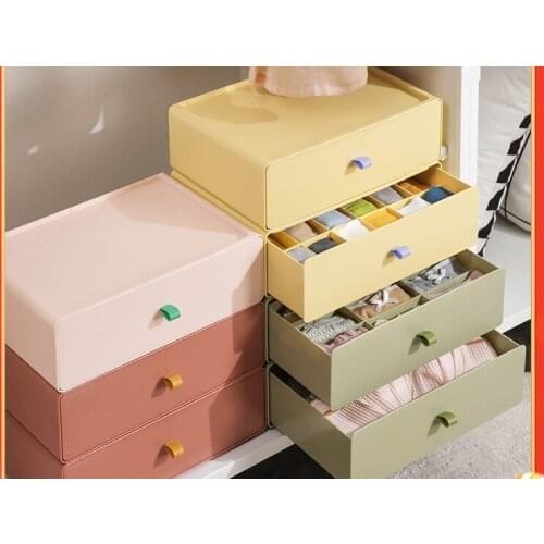 Underwear Storage Box Socks Panties Storage Fantastic Compartment Box Drawer-Type Childrens Separated Plaid Bra
