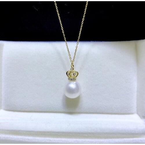 Crown Design 925 Sterling Silver Necklace Chain with Pendant Mountings Findings Jewelry Parts Fittings Accessories for Pearls