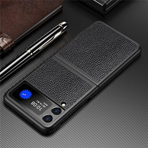 Precise Cutout Matte Feeling Leather Case for Samsung Galaxy Z Flip 3 Flip3 5G Z Fold 3 2 Fold3 Fold2 Phone Bag Coque