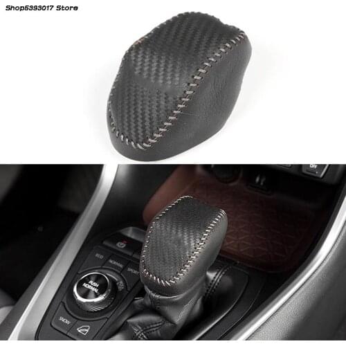 Car Leather Gear Shift Knob Cover Gear Case Car Interior Decor For Toyota RAV4 RAV-4 2019 2020 2021 Car Accessories