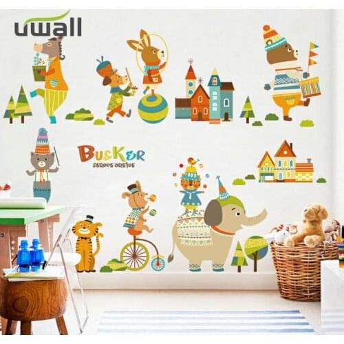 Creative Cartoon Cute Animal Wall Stickers Kids Room Decor Background Self-Adhesive Stickers Baby Room Decoration Home Decor