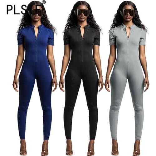 Summer Solid Color Romper Women Jumpsuit Fashion Slim Club Body Mujer Lady Sporty Playsuit