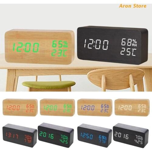Multifunction Alarm Clock in Wood Digital Alarm Clock Prevent Being Late and Sleeping Home Decoration Creative