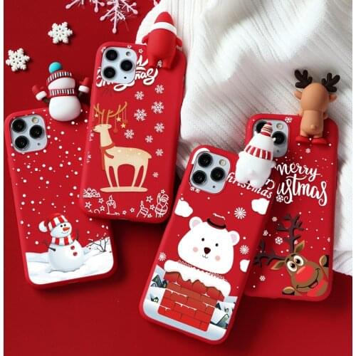 Cute Cartoon Christmas 3D Doll Phone Case For iPhone 12Pro SE2 12 Mini 11 Pro XS Max XR X 5 6 6S 7 8 Plus Cover Elk Bear Snowman