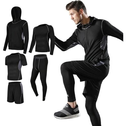 Mens running sets Gym Tight Sport Clothing Basketball Training Tracksuit Fitness Jogging Sports Wear Compression Sports Clothes
