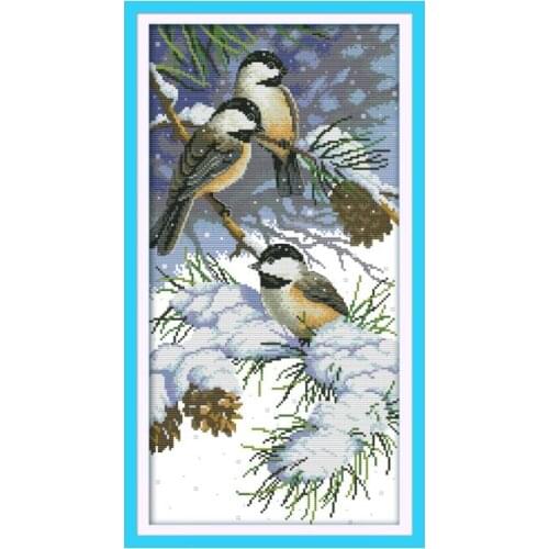 Autumn birds (2) cross stitch kit 14ct 11ct pre stamped canvas embroidery DIY handmade needlework