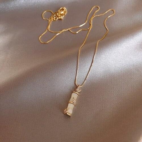 2021 New Simple Womens Bamboo Pendant Korean Fashion Womens Clavicle Chain Exquisite Valentines Day Gift Jewelry