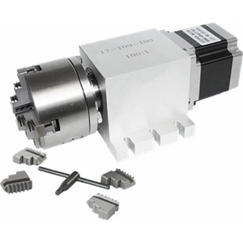 Harmonic Drive 3 4 Jaw 100mm Chuck Reducer CNC 4th Axis Rotary Axis Speed Reducing Ratio 100:1 For Milling Machine