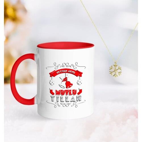 Personalized Christmas Happy Birthday Red Mug and Snow Them Kolye-7