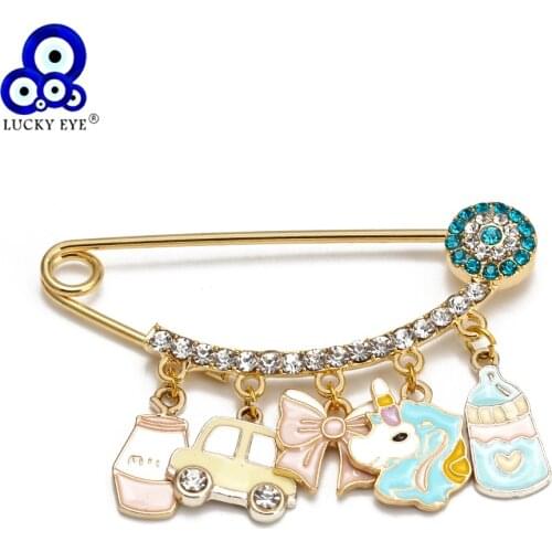 Lucky Eye Car Butterfly Pendant Turkish Evil Eye Brooch Pin Copper Gold Color Brooch for Women Girls Men Fashion Jewelry BE235