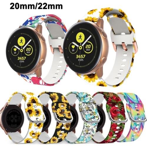 22mm 20mm Band for Samsung Galaxy Watch 42mm 46mm Gear Sport S2 S3 Strap Printed Wrist Bracelet for Huawei GT 2 Amazfit GTR Bip