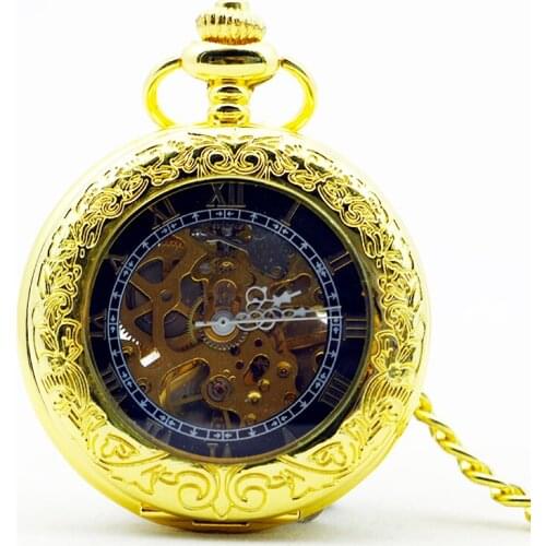 Luxury Pocket Watch Roman Numerals Dial Mechanical Hand Wind Pocket Watches Fashion Colors Men Women Watches Fob Chain Necklace