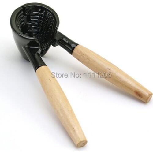 Nutcracker alloy quick walnut craker shell nut opener Almond Pecan Hazelnut Hand sheller wooden handle black nut grinder kitchen
