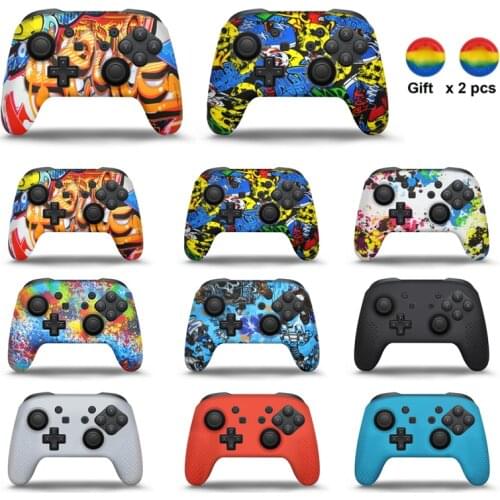 Silicone Case + Analog Sticks Grip For Nintecnd Switch Pro Controller Protective Skin Cover For Nintecnd Pro Gamepad Camouflage