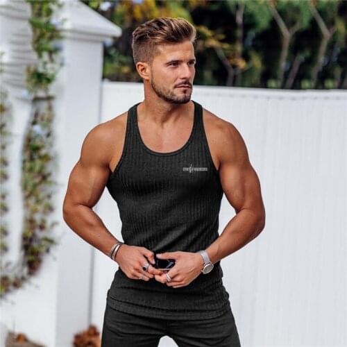 Gym Clothing Knitted Singlets Y Back Bodybuilding Stringer Tank Top Men Fitness T Shirt Muscle Sleeveless Vest Workout Tanktop