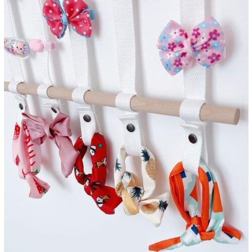 Nordic Woven Wooden Sticks Girls Hair Bows Storage Belt Kids Hairpin Hair Clips Holder Hair Accessories Headbands Organizer