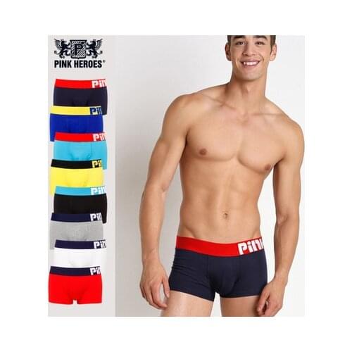 8 Colors brand pink hero New Summer Style Cotton Brand Mens Underwear Candy Flat Foot Boxers Mens Underwear Mens Boxer short