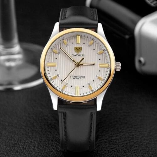 YAZOLE Hot Luxury Casual Business Men Watch Leather Strap Premium Quartz Movement Practical Luminous Hands Life Waterproof 357