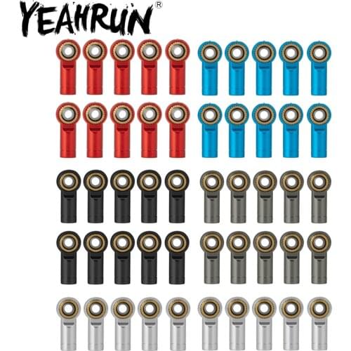 YEAHRUN 10Pcs Aluminum Metal M3 Link Rod End Ball Joint for TRAXXAS TRX-4 Axial SCX10 D90 D110 Tamiya CC01 1/10 RC Crawler Car