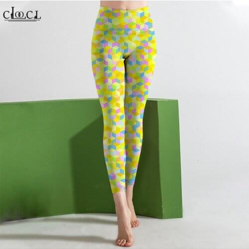 CLOOCL Womens Leggings Colorful Rubiks Cube Printed High Waist Elasticity Legging for Fitness 3D Sports for Woman Pants