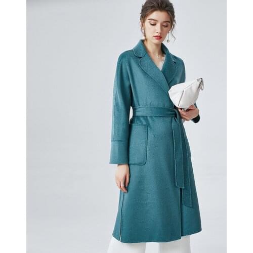 High Quality Cashmere Water Ripple Long Sashes Women Winter Wrap Wool Coat With Pockets Sacos De Mujer De Vestir Abrigo 2020