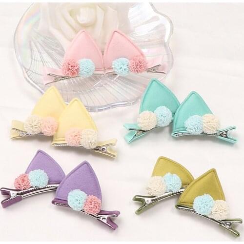 1 Pairs Baby Girl Infant Hair Accessory Newborn Kawaii Cat Ear Clip Headwear Princess Cute Hairpin Gift Lovely Toddler Children