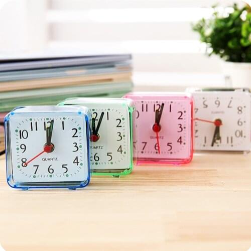 1pc Square Small Bed Alarm Clock Transparent Case Compact Digital Alarm Clock Mini Children Student Desk Table Clock
